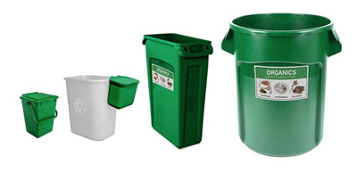 A variety of indoor bins for compost collection
