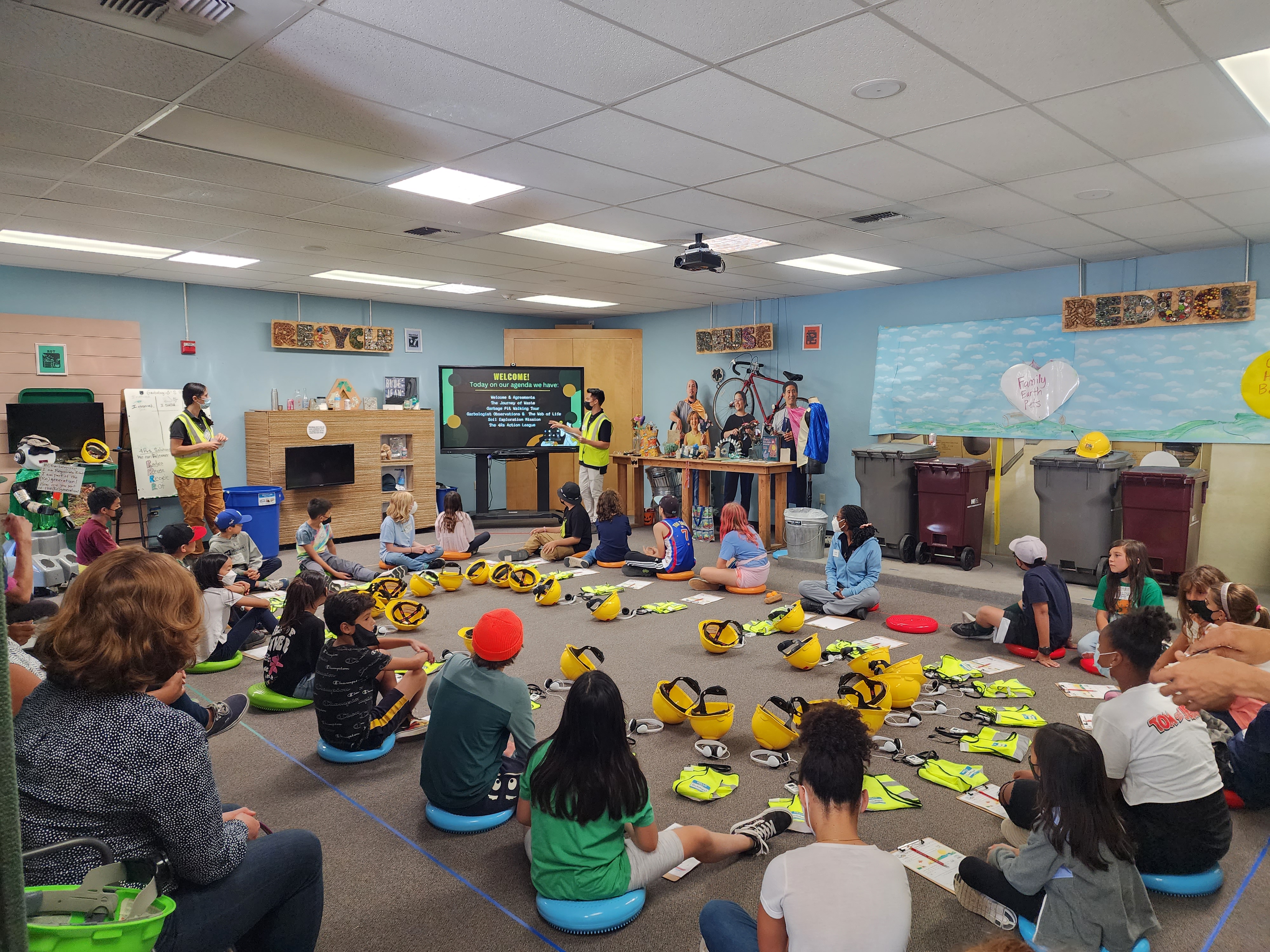 Students learning in the Davis St Transfer Station Education Center