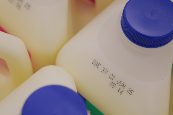 Use by date label on milk jug
