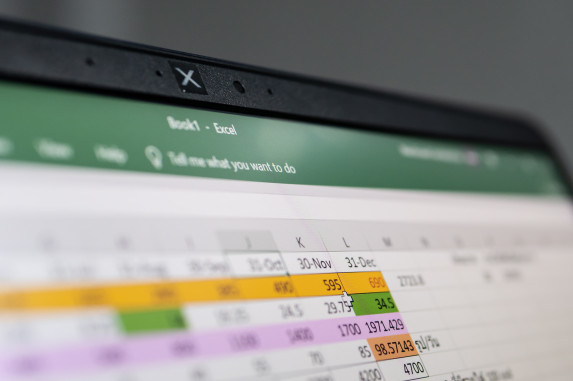 spreadsheet on a laptop