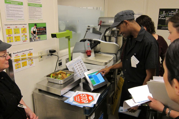 measuring food in a kitchen to reduce waste