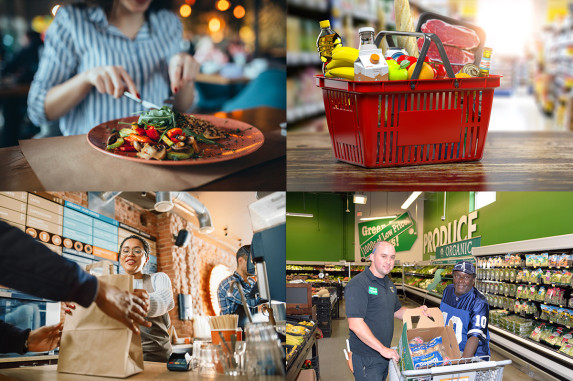 mosaic of businesses that produce surplus edible food